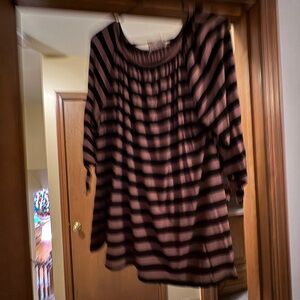Elegant Striped Black and Brown Blouse